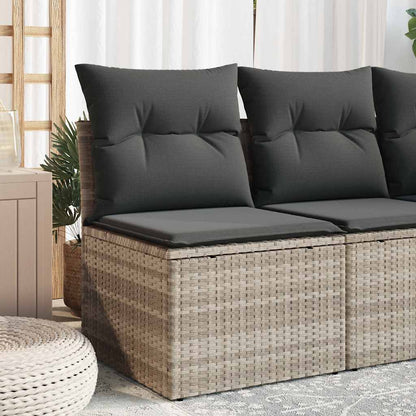 Sedia Senza Braccioli con Cuscini Grigio Chiaro in Polyrattan | homemem39