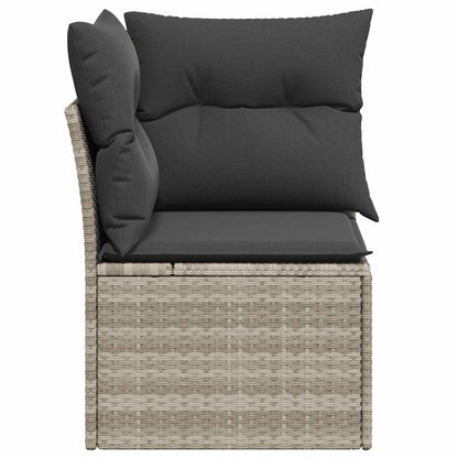 Divano Angolare Giardino con Cuscini Grigio Chiaro Polyrattan | homemem39