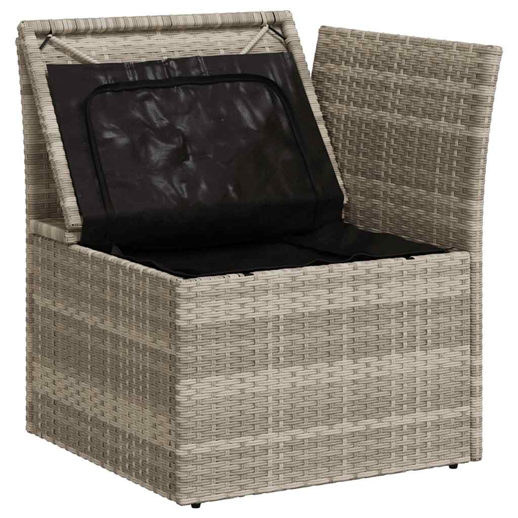 Divano Angolare Giardino con Cuscini Grigio Chiaro Polyrattan | homemem39