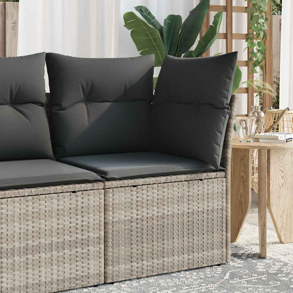 Divano Angolare Giardino con Cuscini Grigio Chiaro Polyrattan | homemem39