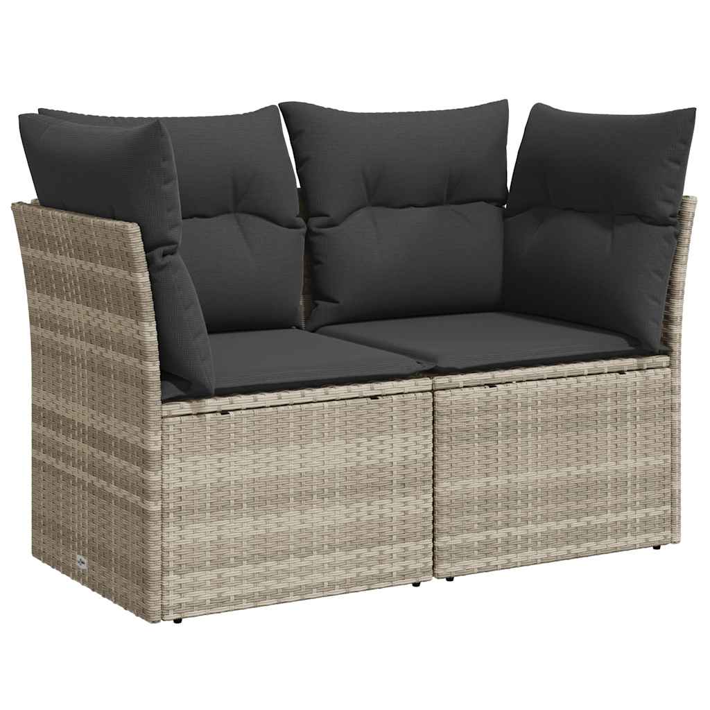 Divano da Giardino con Cuscini 2 Posti Grigio Chiaro Polyrattan | homemem39