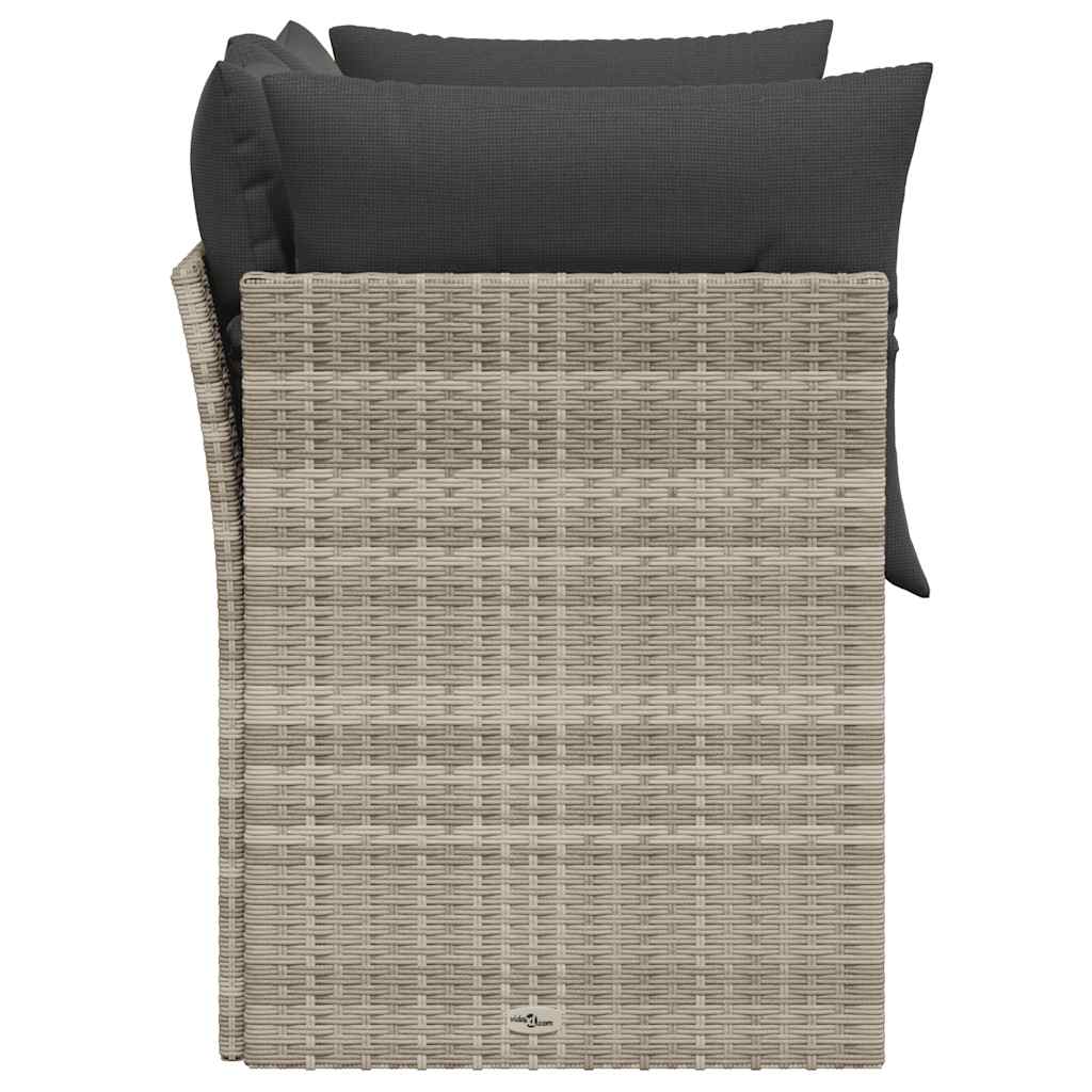 Divano da Giardino con Cuscini 2 Posti Grigio Chiaro Polyrattan | homemem39