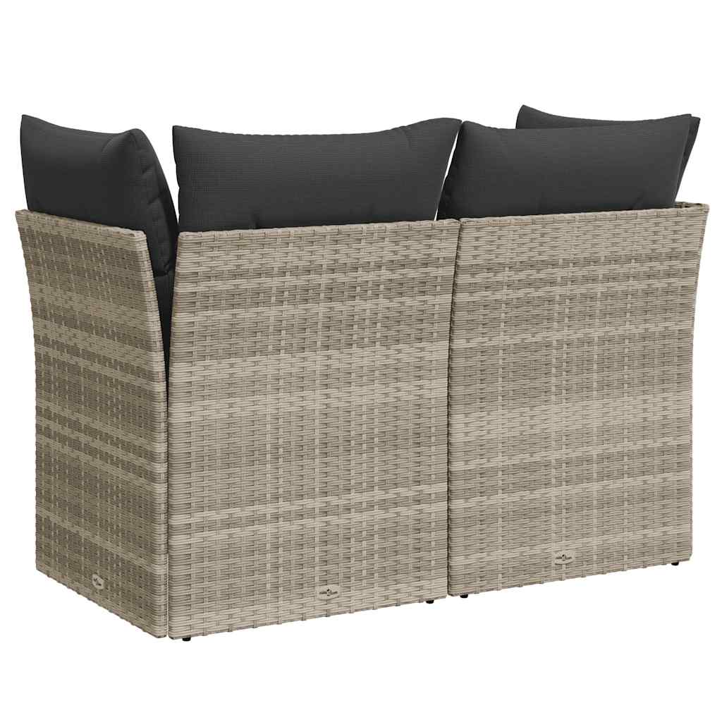 Divano da Giardino con Cuscini 2 Posti Grigio Chiaro Polyrattan | homemem39