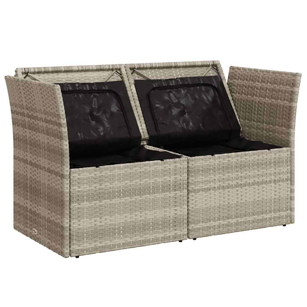Divano da Giardino con Cuscini 2 Posti Grigio Chiaro Polyrattan | homemem39