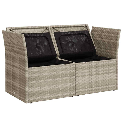Divano da Giardino con Cuscini 2 Posti Grigio Chiaro Polyrattan | homemem39