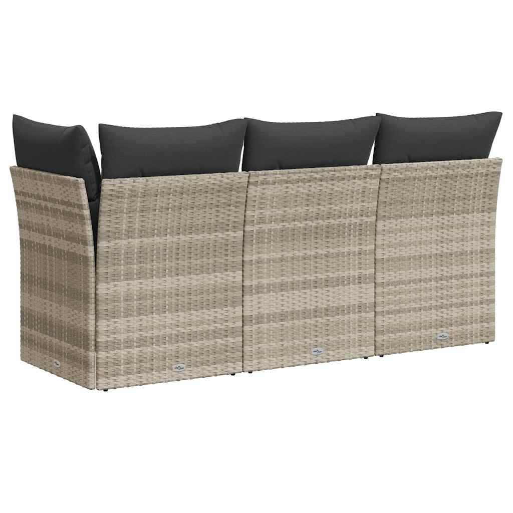 Divano da Giardino con Cuscini 3 Posti Grigio Chiaro Polyrattan | homemem39