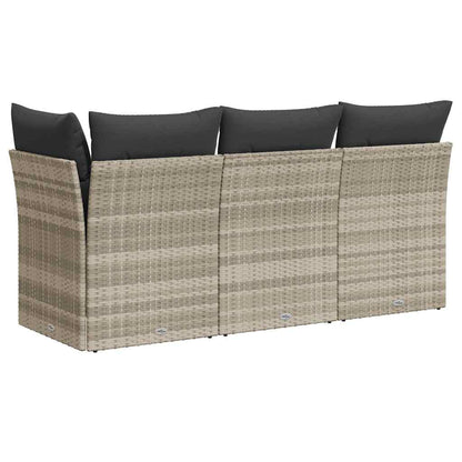 Divano da Giardino con Cuscini 3 Posti Grigio Chiaro Polyrattan | homemem39