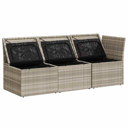 Divano da Giardino con Cuscini 3 Posti Grigio Chiaro Polyrattan | homemem39