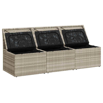 Divano da Giardino con Cuscini 3 Posti Grigio Chiaro Polyrattan | homemem39
