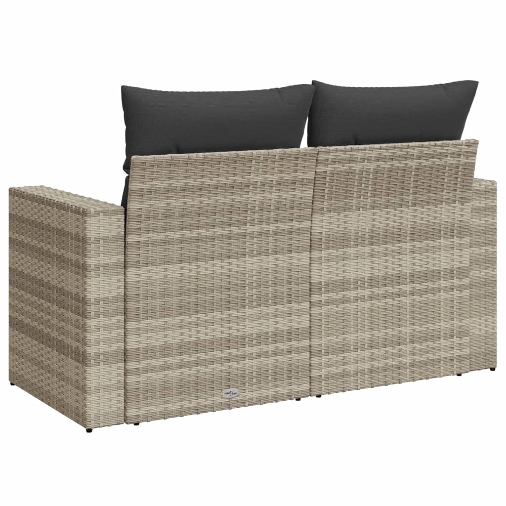 Divano da Giardino con Cuscini 2 Posti Grigio Chiaro Polyrattan | homemem39