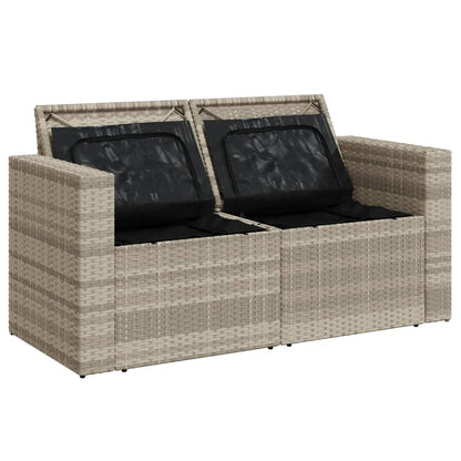 Divano da Giardino con Cuscini 2 Posti Grigio Chiaro Polyrattan | homemem39