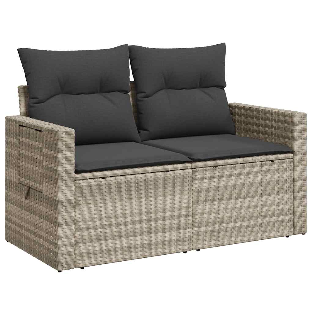 Divano da Giardino con Cuscini 2 Posti Grigio Chiaro Polyrattan | homemem39