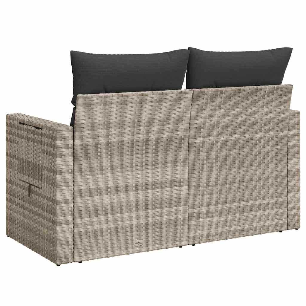 Divano da Giardino con Cuscini 2 Posti Grigio Chiaro Polyrattan | homemem39