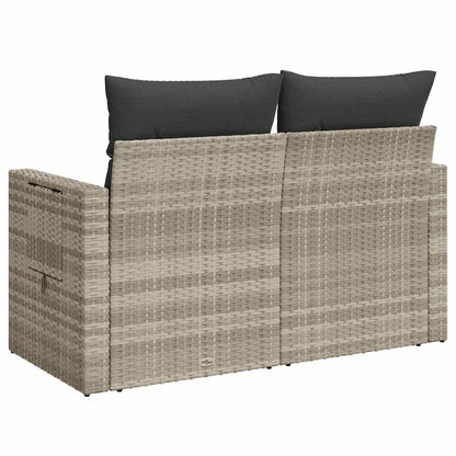 Divano da Giardino con Cuscini 2 Posti Grigio Chiaro Polyrattan | homemem39