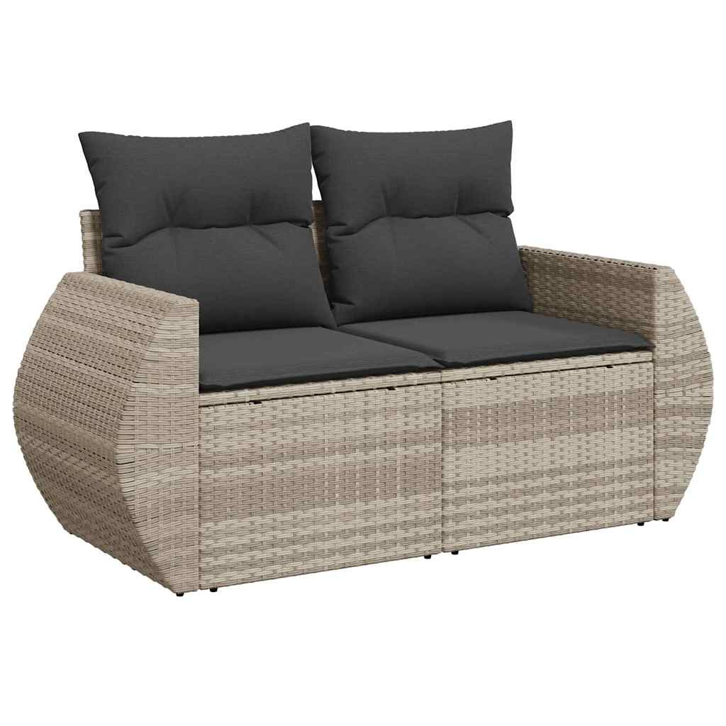 Divano da Giardino con Cuscini 2 Posti Grigio Chiaro Polyrattan | homemem39