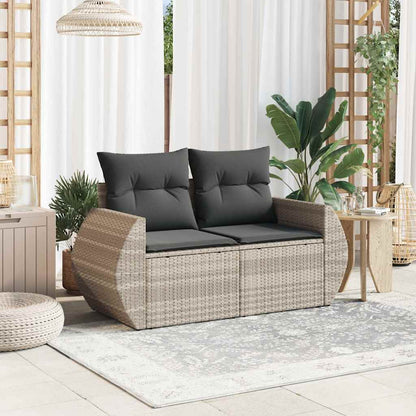 Divano da Giardino con Cuscini 2 Posti Grigio Chiaro Polyrattan | homemem39
