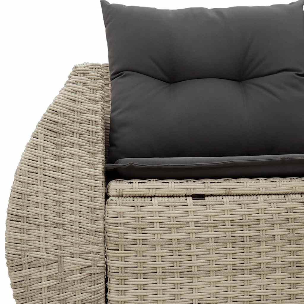 Divano da Giardino con Cuscini 2 Posti Grigio Chiaro Polyrattan | homemem39
