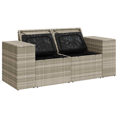 Divano da Giardino con Cuscini 2 Posti Grigio Chiaro Polyrattan | homemem39
