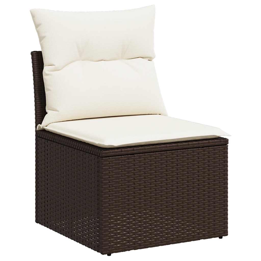 Divano Giardino Senza Braccioli con Cuscini Polyrattan Marrone | homemem39