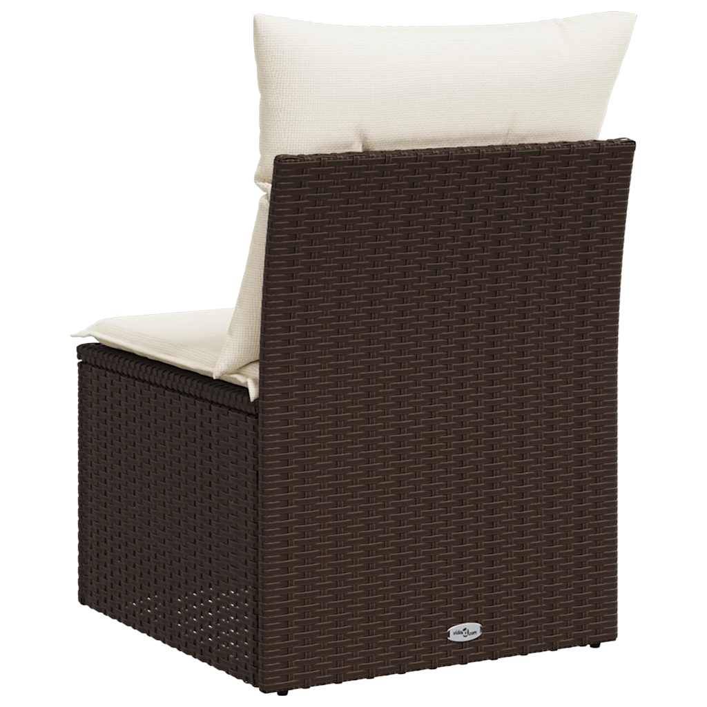 Divano Giardino Senza Braccioli con Cuscini Polyrattan Marrone | homemem39