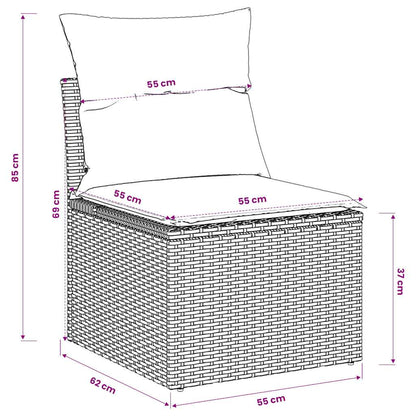 Divano Giardino Senza Braccioli con Cuscini Polyrattan Marrone | homemem39