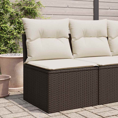 Divano Giardino Senza Braccioli con Cuscini Polyrattan Marrone | homemem39