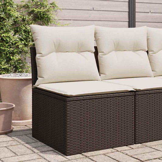 Divano Giardino Senza Braccioli con Cuscini Polyrattan Marrone | homemem39