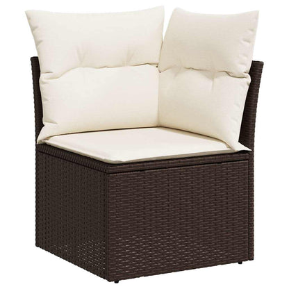 Divano Angolare da Giardino con Cuscini in Polyrattan Marrone | homemem39