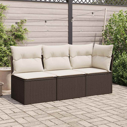 Divano Angolare da Giardino con Cuscini in Polyrattan Marrone | homemem39