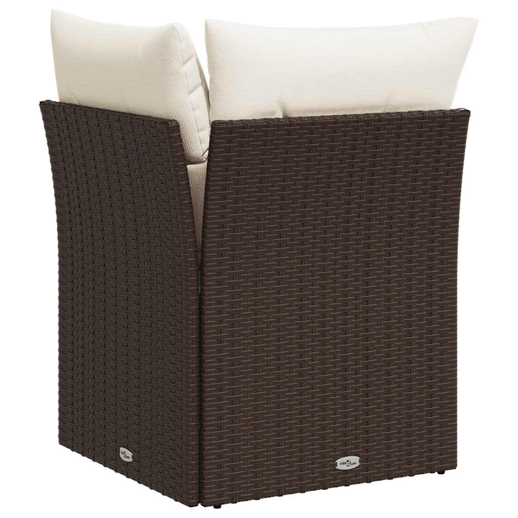Divano Angolare da Giardino con Cuscini in Polyrattan Marrone | homemem39