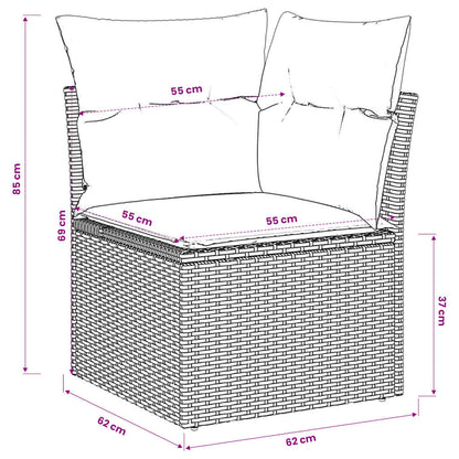 Divano Angolare da Giardino con Cuscini in Polyrattan Marrone | homemem39