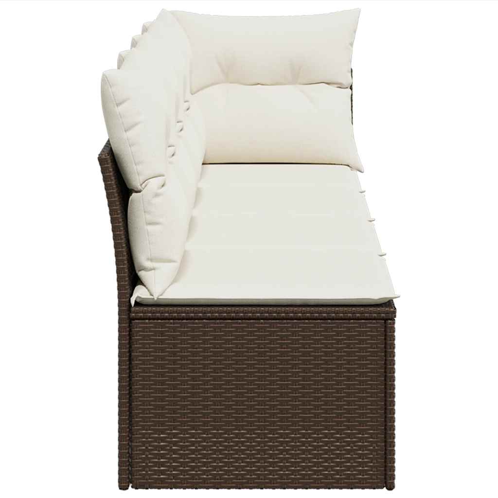 Divano da Giardino a 4 Posti con Cuscini in Polyrattan Marrone | homemem39