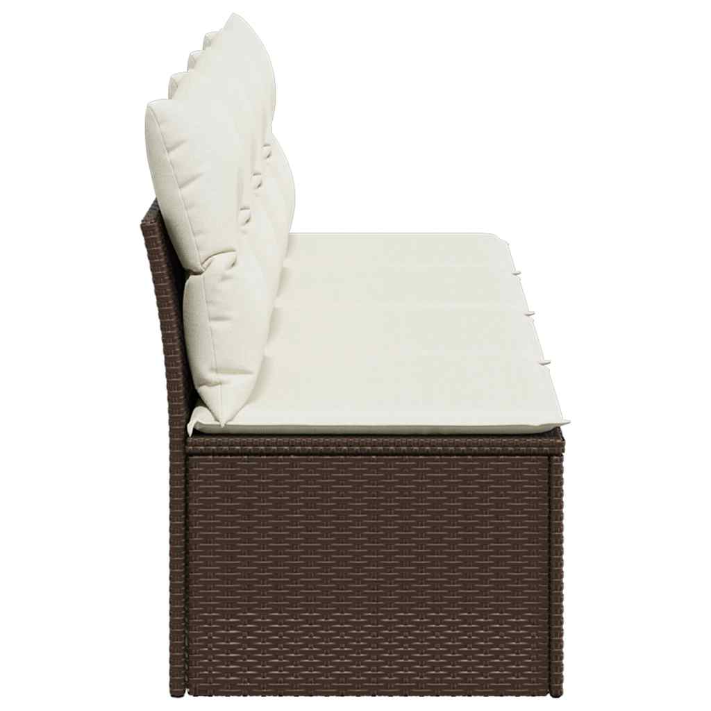 Divano da Giardino a 4 Posti con Cuscini in Polyrattan Marrone | homemem39