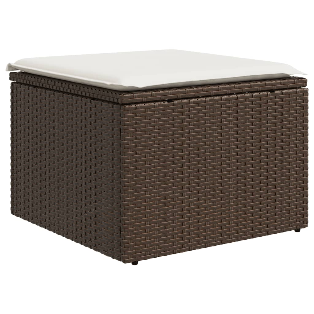 Sgabello Giardino con Cuscino Marrone 55x55x37 cm in Polyrattan