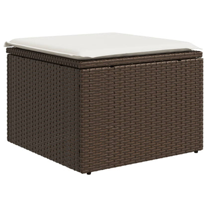 Sgabello Giardino con Cuscino Marrone 55x55x37 cm in Polyrattan