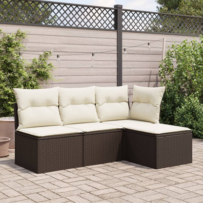 Sgabello Giardino con Cuscino Marrone 55x55x37 cm in Polyrattan