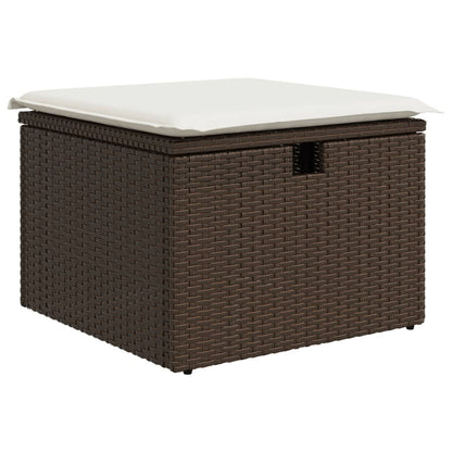 Sgabello Giardino con Cuscino Marrone 55x55x37 cm in Polyrattan