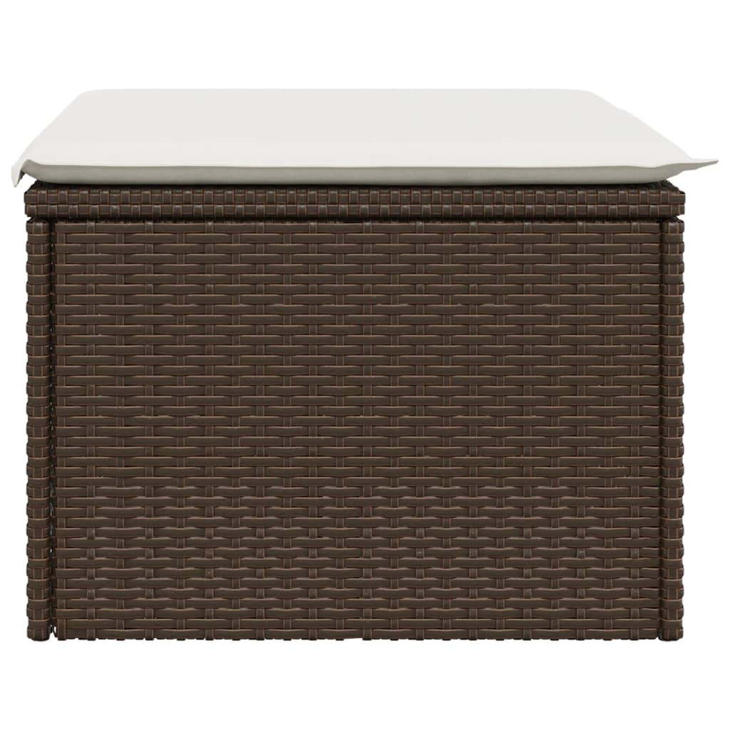 Sgabello Giardino con Cuscino Marrone 55x55x37 cm in Polyrattan