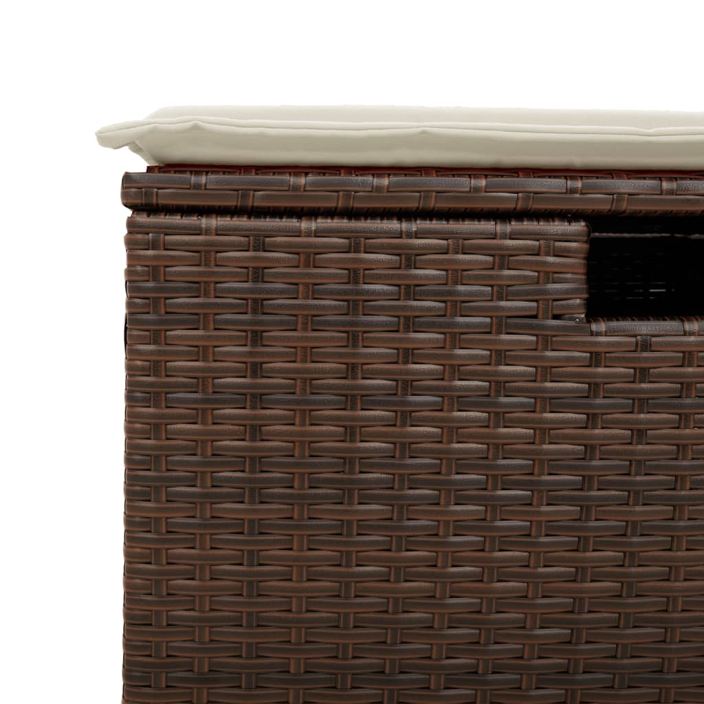 Sgabello Giardino con Cuscino Marrone 55x55x37 cm in Polyrattan