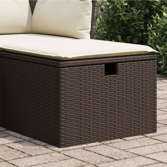 Sgabello Giardino con Cuscino Marrone 55x55x37 cm in Polyrattan