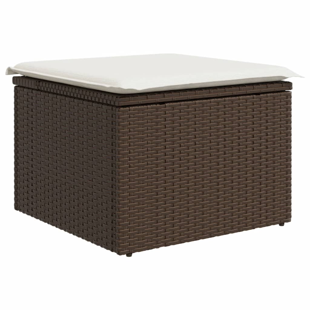 Sgabello Giardino con Cuscino Marrone 55x55x37 cm in Polyrattan