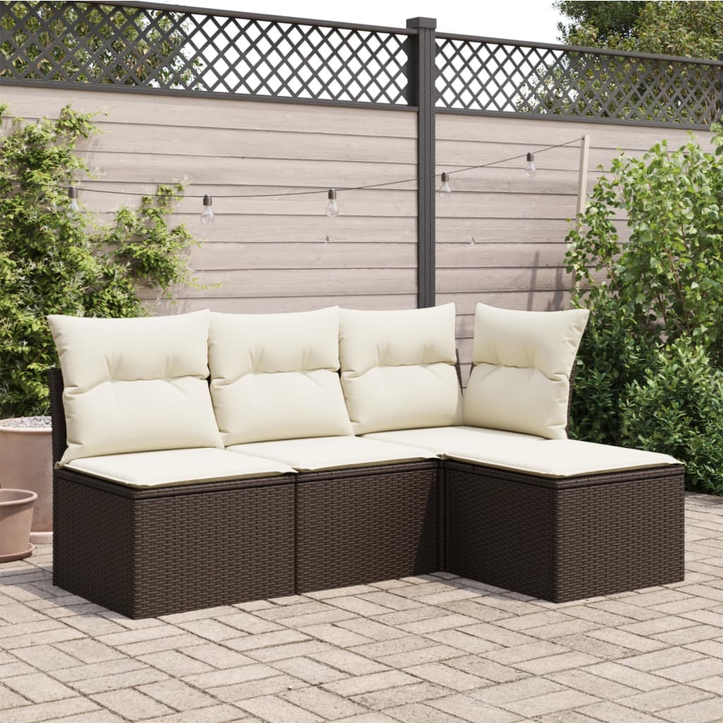 Sgabello Giardino con Cuscino Marrone 55x55x37 cm in Polyrattan - homemem39