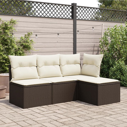 Sgabello Giardino con Cuscino Marrone 55x55x37 cm in Polyrattan - homemem39