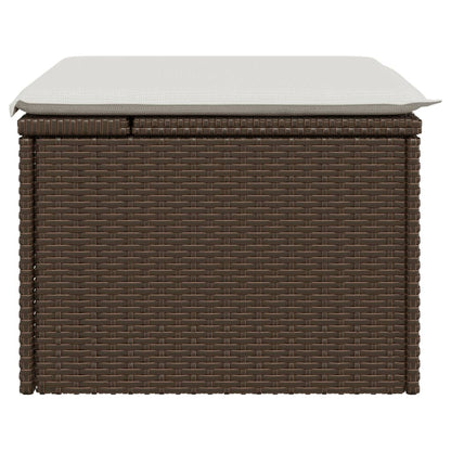 Sgabello Giardino con Cuscino Marrone 55x55x37 cm in Polyrattan