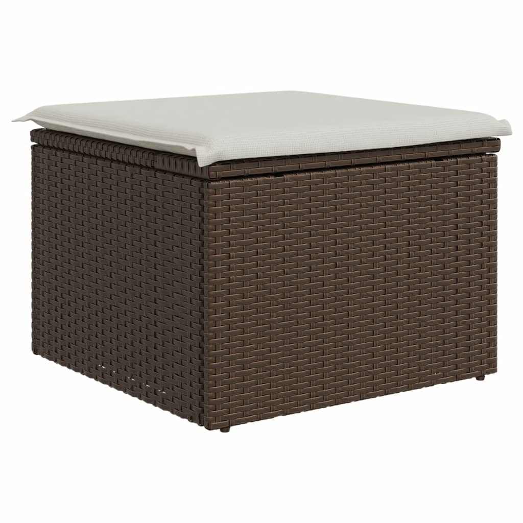 Sgabello Giardino con Cuscino Marrone 55x55x37 cm in Polyrattan - homemem39