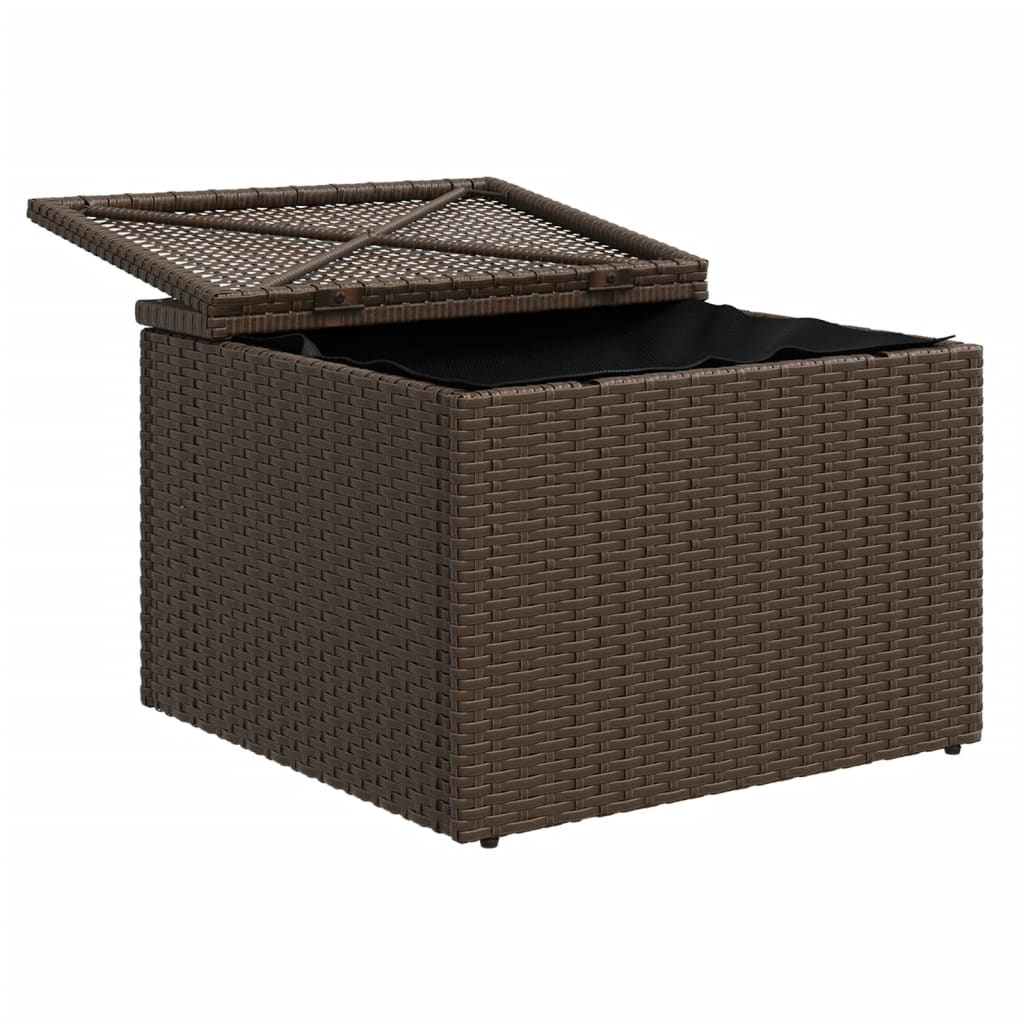 Sgabello Giardino con Cuscino Marrone 55x55x37 cm in Polyrattan