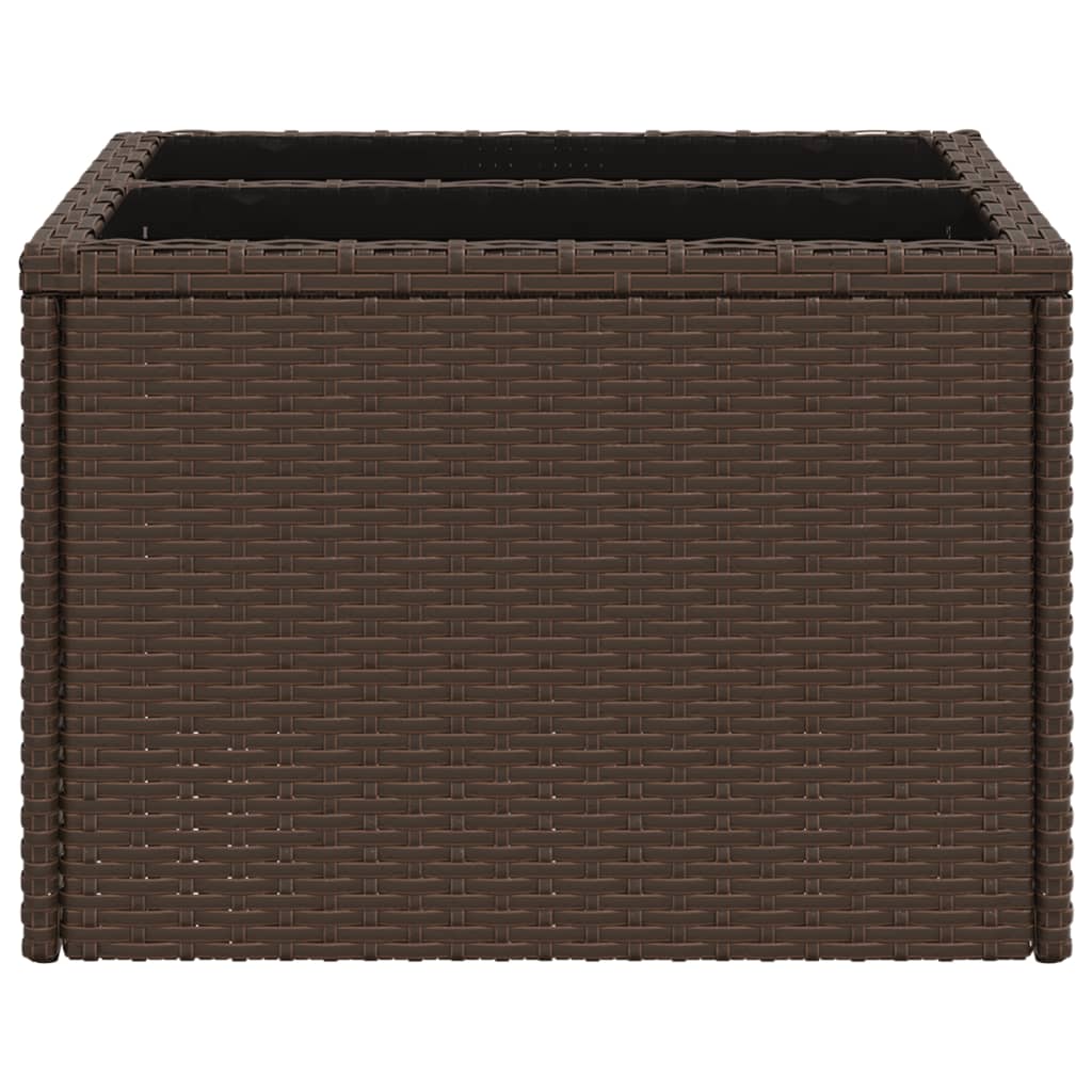 Tavolo da Giardino Piano Vetro Marrone 55x55x37 cm Polyrattan | homemem39