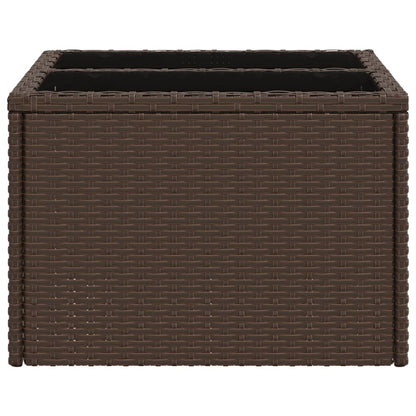 Tavolo da Giardino Piano Vetro Marrone 55x55x37 cm Polyrattan | homemem39