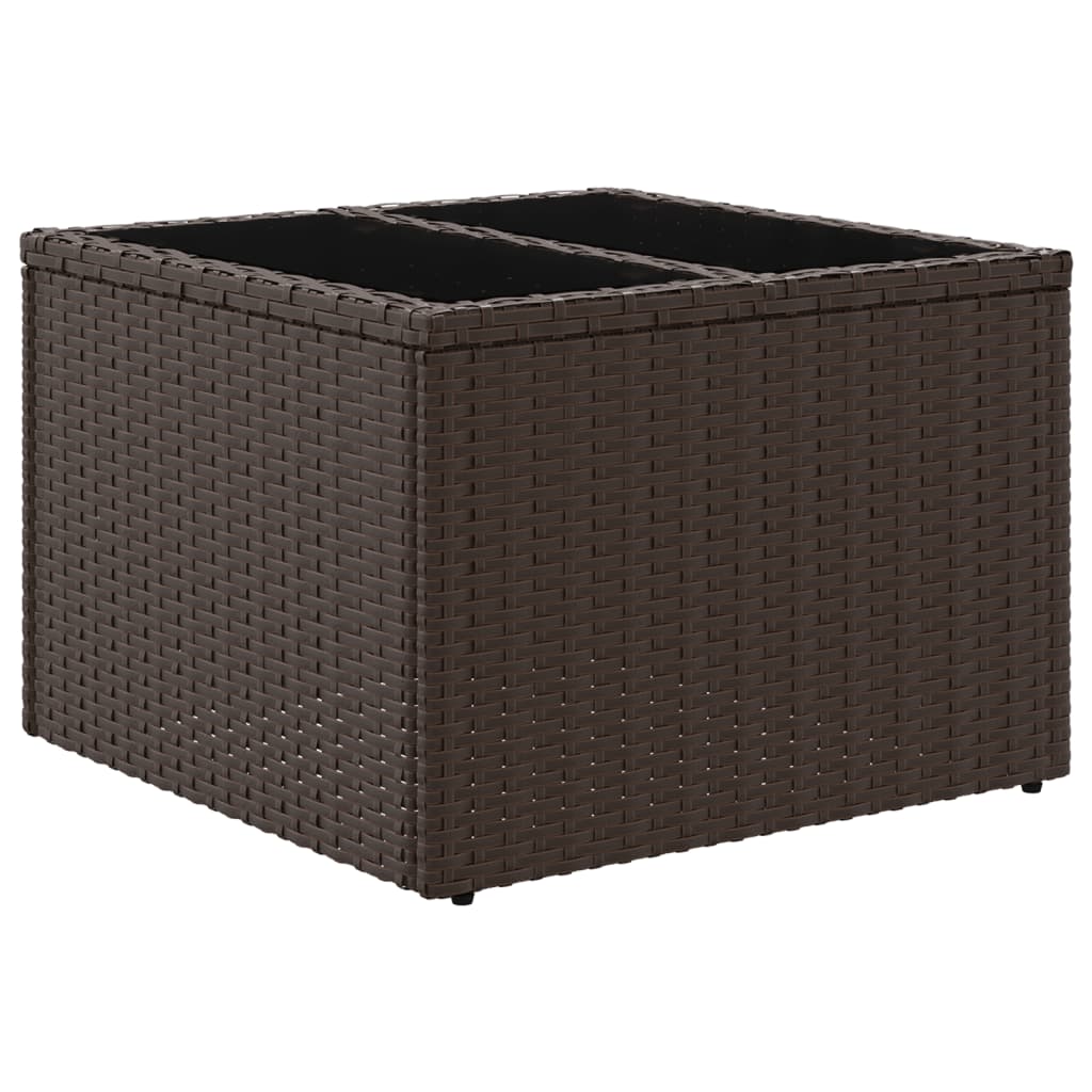 Tavolo da Giardino Piano Vetro Marrone 55x55x37 cm Polyrattan | homemem39