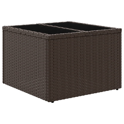 Tavolo da Giardino Piano Vetro Marrone 55x55x37 cm Polyrattan | homemem39